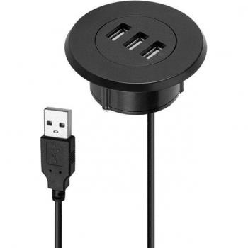 5cm Grommet Hole 3-Port USB Hub for Desk Mounting Laptop PC