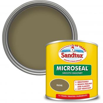 Sandtex Microseal Ultra Smooth Weatherproof Masonry 15 Year Exterior Wall Paint - Olive - 150ml