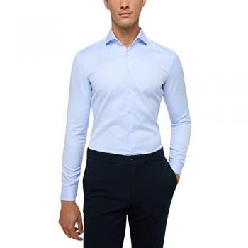 Langarmhemd ETERNA SUPER SLIM Gr. 44, Normalgrößen, blau (hellblau), Herren, Twill, 100% cotton, Hemden