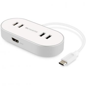 BC Master USB-C 4-Puertos USB 3.0 Hub con HDMI Adaptador, con 4 USB 3.0 Transferencia de datos Puertos, 1 HDMI