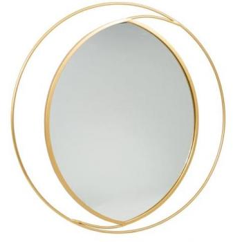 Espejo de pared redondo de metal dorado 91 x 2,5 cm
