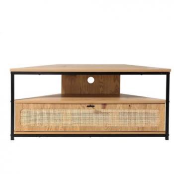 Calicosy Mueble TV Esquinero 1 Puerta Mimbre Marrón