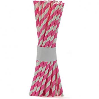 Eco-Friendly Striped Paper Straws - 100 Count