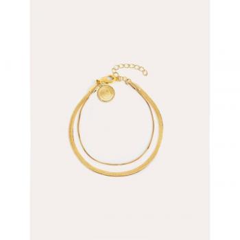 Pulsera Singularu Doble Lisse Tail en Acero con Baño de Oro