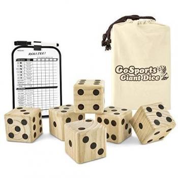 Oversized 3.5 Wooden Dice Set with Dry-Erase Scoreboard