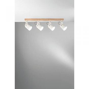 Aplique de Pared Blanco y Madera con Cuatro Focos Orientables