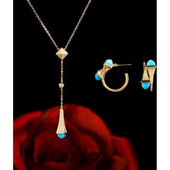 Janekelly 2pcs Luxury CZ Crystal Wedding Jewelry Set