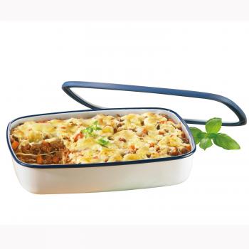 HoneyWare Flache Emaille Frischhaltedose XL flach 3L blau