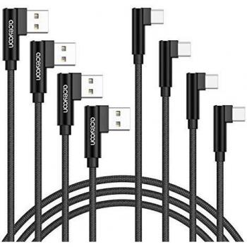 Cable Type‑C 2A Aceyoon 90° Nylon – Compatibile Huawei P30/P20 Lite, Galaxy S8/S9 Note 8
