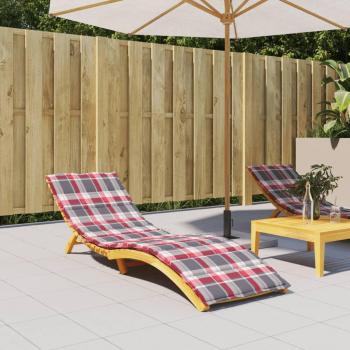 Coussin de Chaise Longue, Coussin de Bain de Soleil, Coussins de Transat, Coussin pour Chaise de Jardin Patio Extérieur Arrière-Cour, à Carreaux Rouge 200x60x3 cm