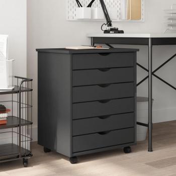 Vidaxl - Rolling Cabinet with Drawers moss Grey Solid Wood Pine