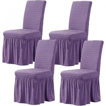 Sillón Seersucker Funda Elasticada Morado – Pack 4