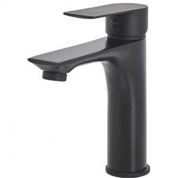 Beliani Grifo Monomando Lavabo Caño Plano Berloi Negro Mate