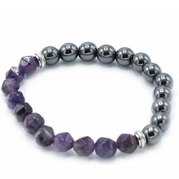 Pulsera Magia Negra: Amatista Tallada y Magnética