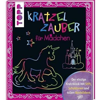 Kratzelzauber für Mädchen: Der einzige Kratzblock mit Stift, Schablonen und tollen Bastelideen